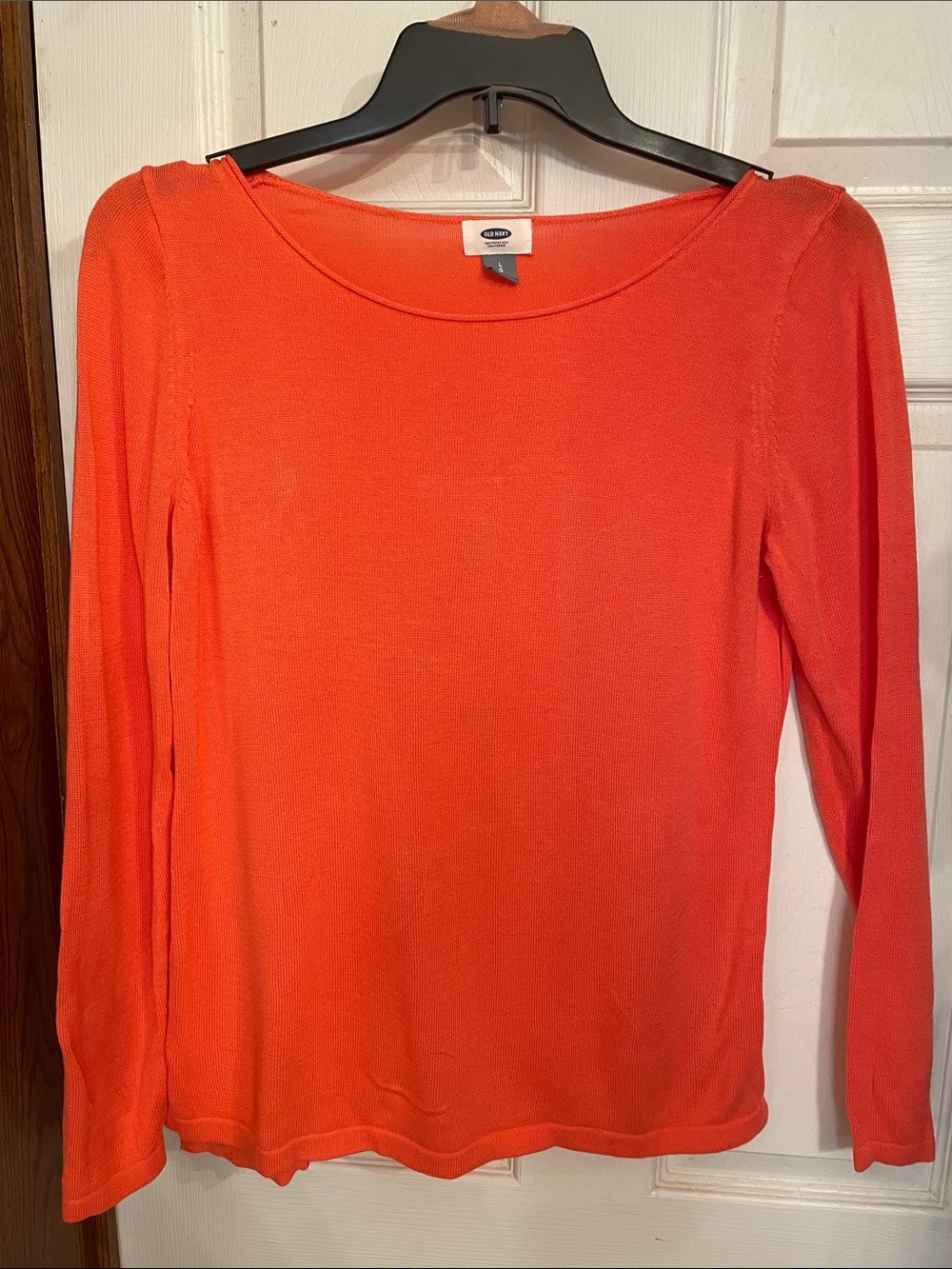 Old Navy Long-Sleeve Scoop Neck Top - Bright Coral